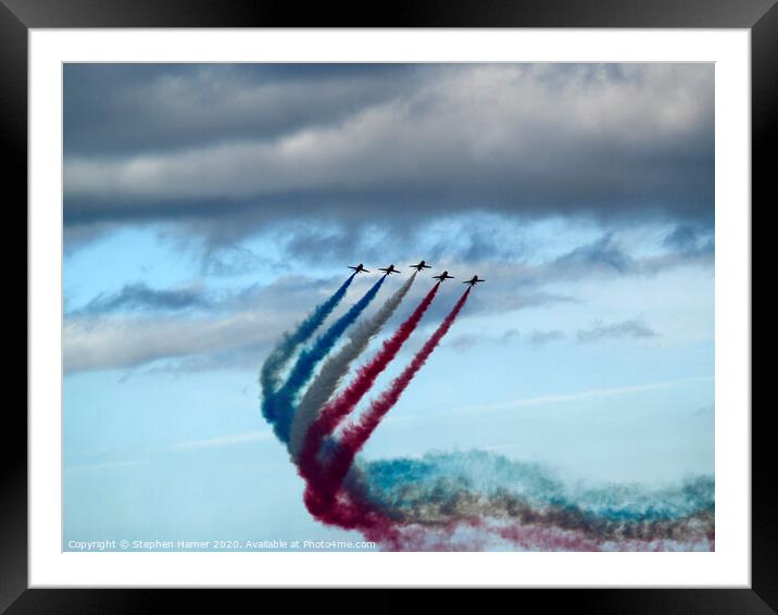 Thrilling Aerobatics of the Red Arrows Framed Mounted Print by Stephen Hamer