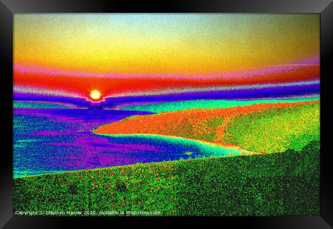 Psychedelic Sunset Framed Print by Stephen Hamer