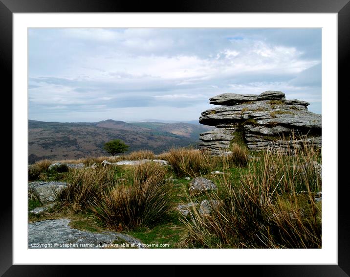 Combestone Tor Framed Mounted Print by Stephen Hamer