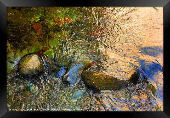 River Water Over Stones Framed Print by Stephen Hamer