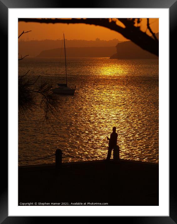 Sunset Fishing Framed Mounted Print by Stephen Hamer