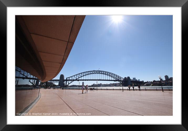 Sun Burst over Sydney Harbour Bridge Framed Mounted Print by Stephen Hamer