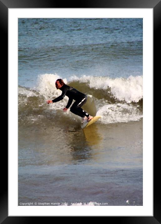 surfer Framed Mounted Print by Stephen Hamer