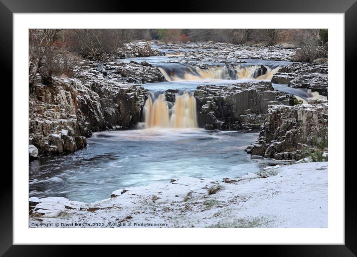Winters Grip at Low Force, Teesdale, County Durham, UK Framed Mounted Print by David Forster
