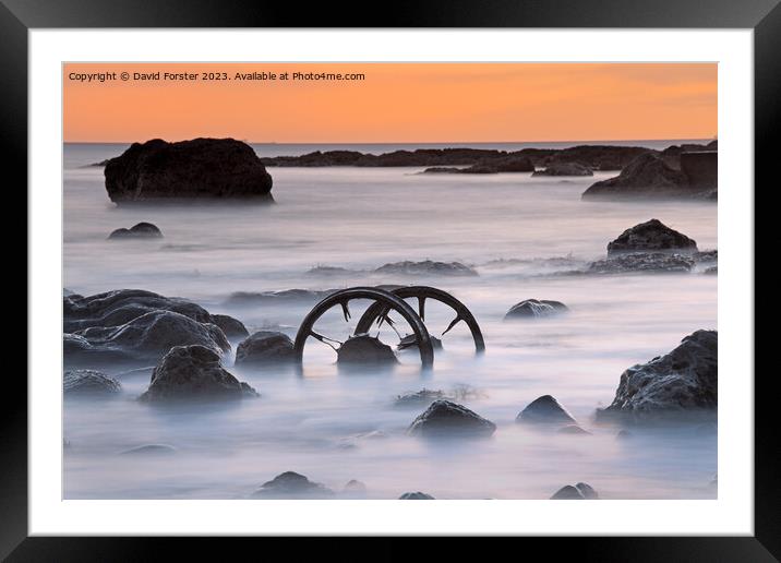 Old Chaldron Wagon Wheels at Sunrise, Seaham, Co Durham, UK Framed Mounted Print by David Forster