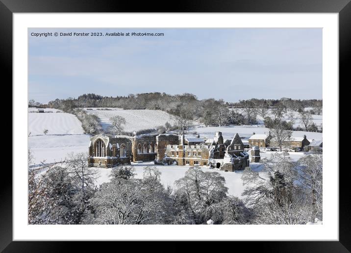 Egglestone Abbey Winter Scene, Barnard Castle, County Durham Framed Mounted Print by David Forster