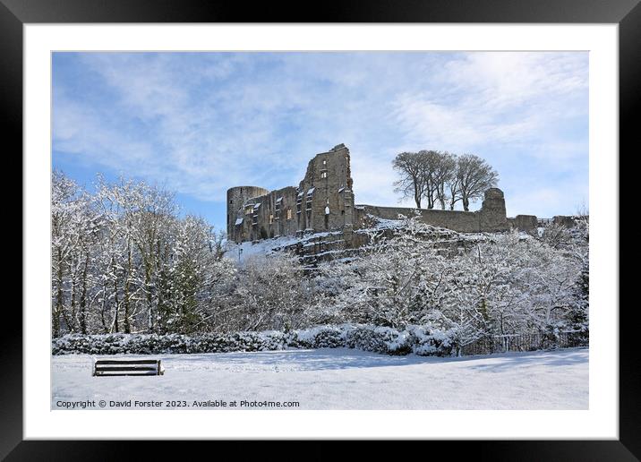 Barnard Castle in Winter, Teesdale, County Durham, UK Framed Mounted Print by David Forster