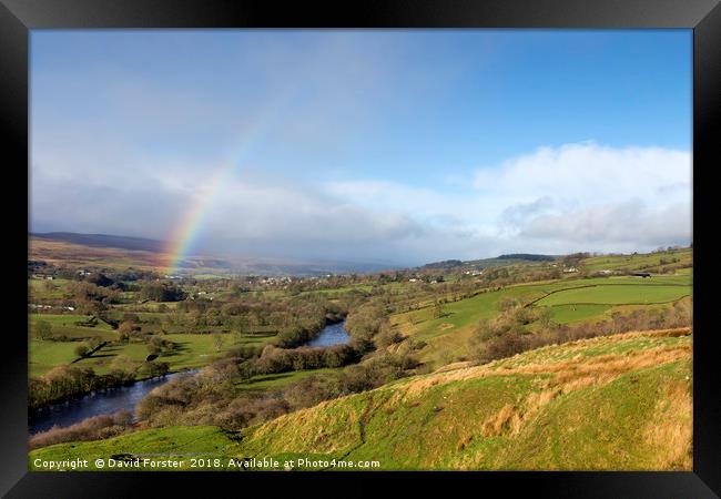 Rainbow and the Eye of Storm Doris Over Teesdale Framed Print by David Forster