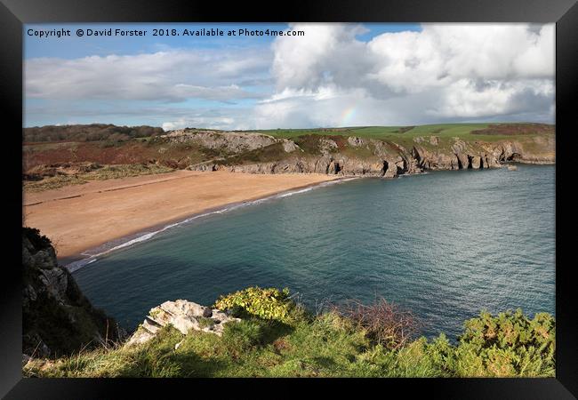 Beautiful Barafundle Bay From the Pembrokeshire Co Framed Print by David Forster
