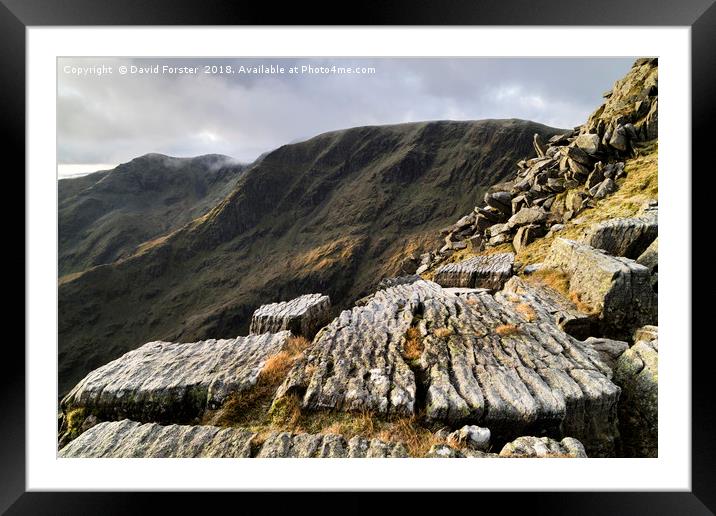 Striding Edge Viewpoint, Lake District, Cumbria Framed Mounted Print by David Forster