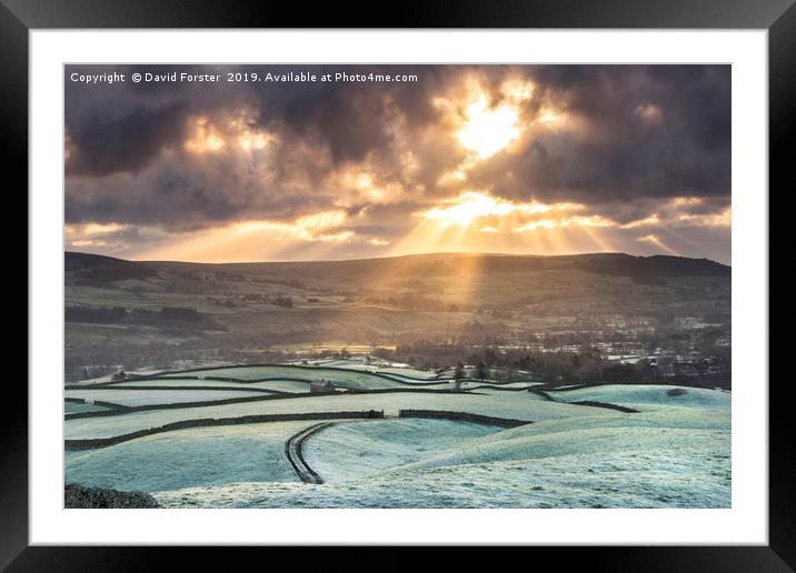 Spectacular Crepuscular Rays Over the North Pennin Framed Mounted Print by David Forster