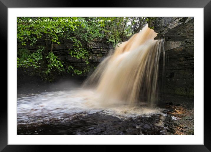 Summerhill Force and Gibson’s Cave, Teesdale, Coun Framed Mounted Print by David Forster