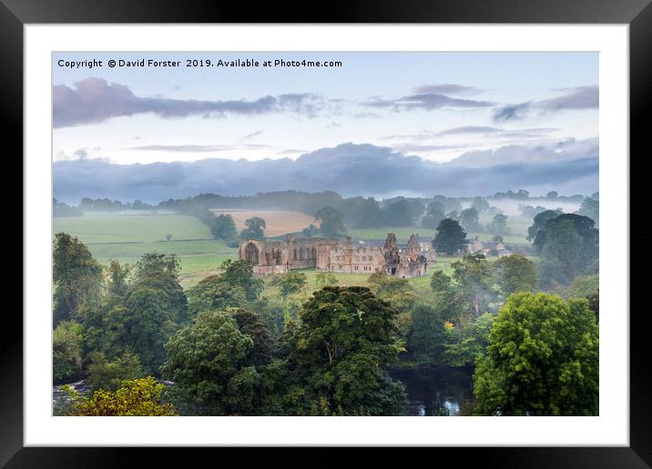 Egglestone Abbey Autumn Mist, Teesdale Framed Mounted Print by David Forster