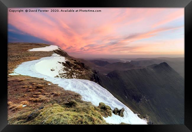 Striding Edge from Nethermost Pike at Dawn, Lake D Framed Print by David Forster