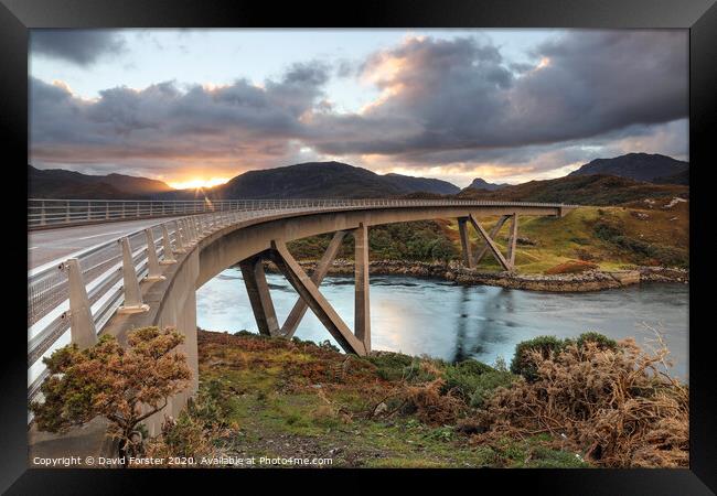 The Kylesku Bridge Sunrise, Highlands, Scotland, U Framed Print by David Forster