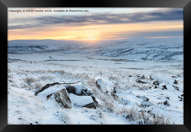 North Pennines Winter Sunset, Upper Teesdale, County Durham, UK Framed Print by David Forster