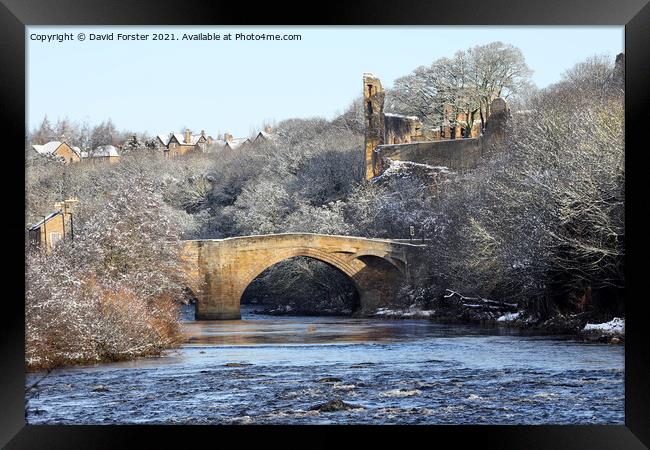 The County Bridge and River Tees with Barnard Castle Above Framed Print by David Forster