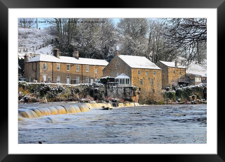 The River Tees and Demesnes Mill in Winter, Barnar Framed Mounted Print by David Forster