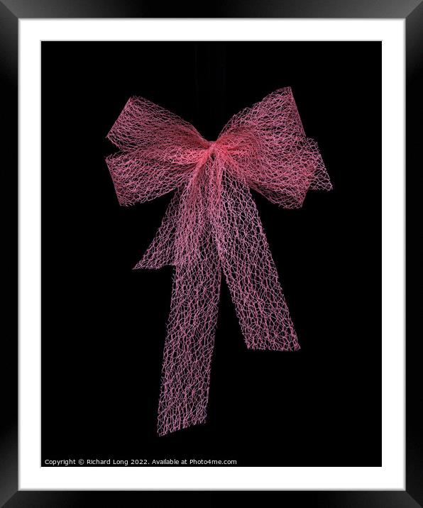 Pink lace bow Framed Mounted Print by Richard Long