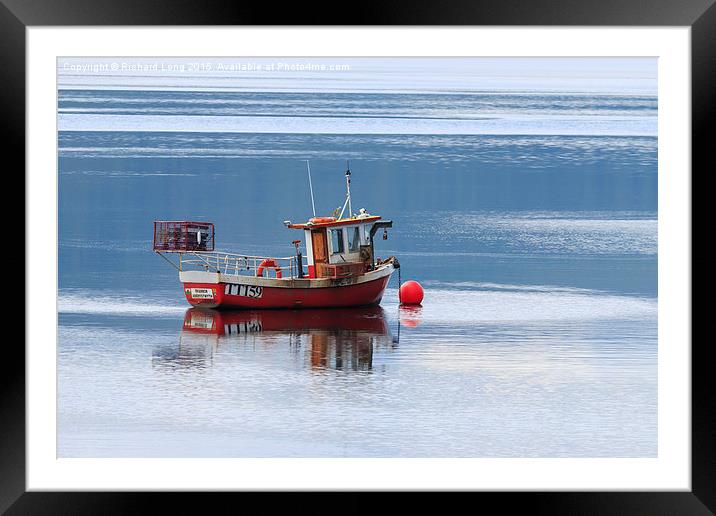 Small fishing boat moored on Loch fyne , Scotland Framed Mounted Print by Richard Long
