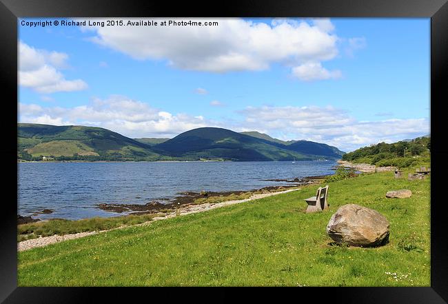  Seat with a View of Loch Long, Scotland Framed Print by Richard Long