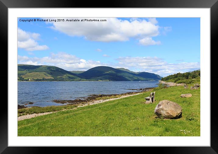  Seat with a View of Loch Long, Scotland Framed Mounted Print by Richard Long