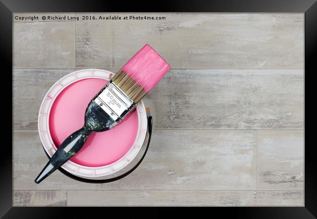 Pink Paint with Paintbrush Framed Print by Richard Long