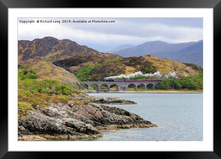 Jacobite Steam Train crossing Loch Nan Uamh Framed Mounted Print by Richard Long