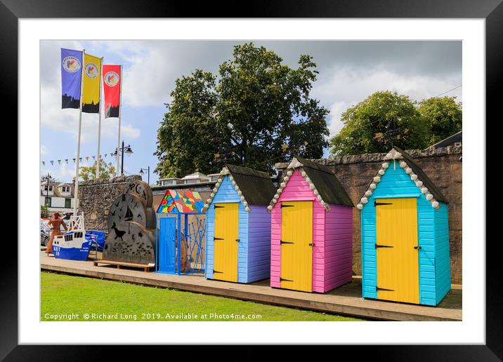 Colourful Bathing Huts Framed Mounted Print by Richard Long