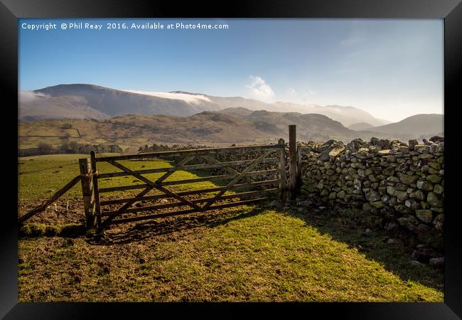 The gateway to the hills Framed Print by Phil Reay