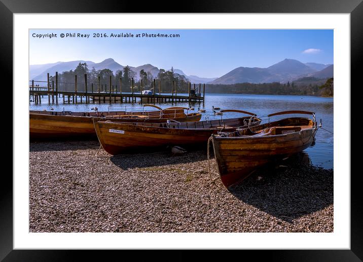 Rowing boats at Derwentwater Framed Mounted Print by Phil Reay