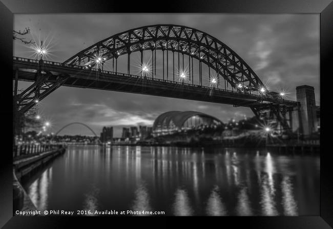 Tyne bridge in mono Framed Print by Phil Reay