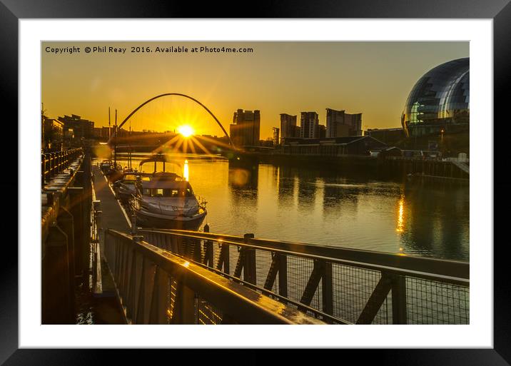 Sun on the Tyne Framed Mounted Print by Phil Reay