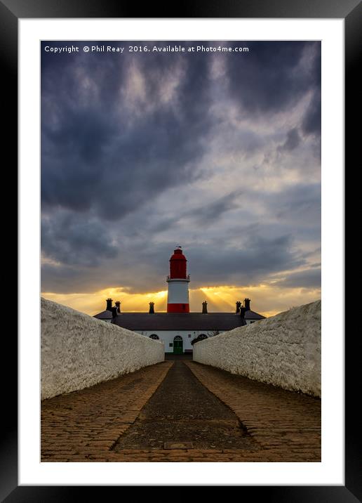Shafts of light at Souter Framed Mounted Print by Phil Reay