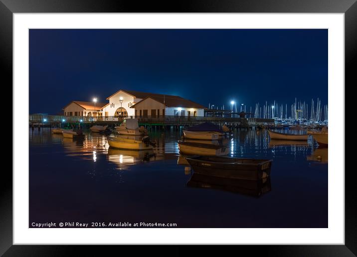 The marina by night Framed Mounted Print by Phil Reay