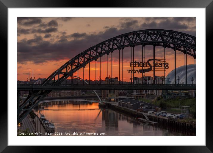 Sunrise on the Tyne Framed Mounted Print by Phil Reay