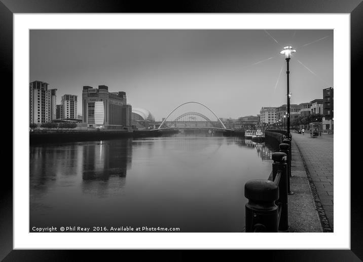 A foggy morning on the Tyne Framed Mounted Print by Phil Reay