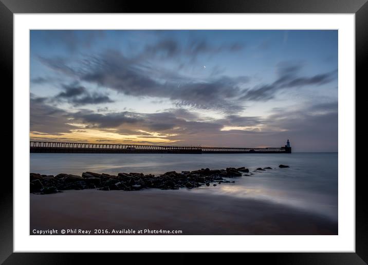 Blyth`s north pier at sunrise Framed Mounted Print by Phil Reay