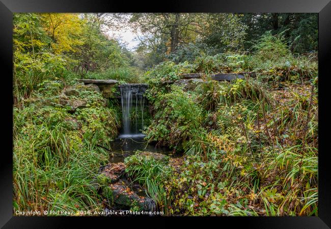 Waterfall in the park Framed Print by Phil Reay