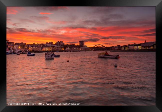 Sunset on the Wear Framed Print by Phil Reay