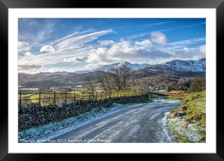 Snowy mountains Framed Mounted Print by Phil Reay