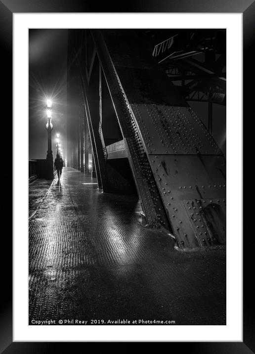 Tyne Bridge at night Framed Mounted Print by Phil Reay