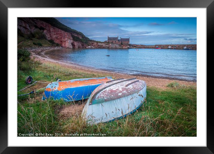 Boats at Cove harbour, Scottish Borders Framed Mounted Print by Phil Reay