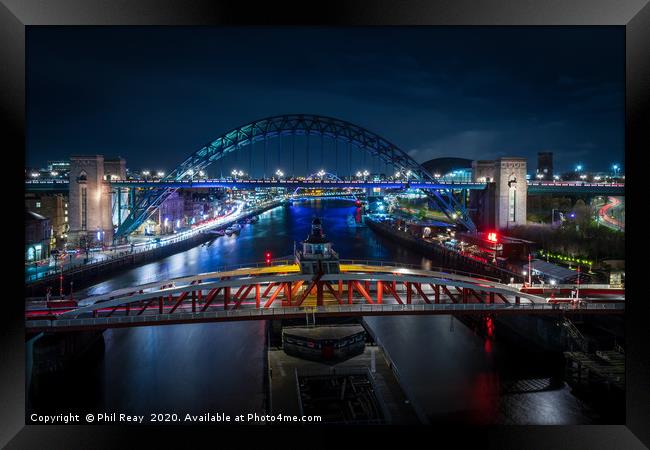 The River Tyne at night Framed Print by Phil Reay