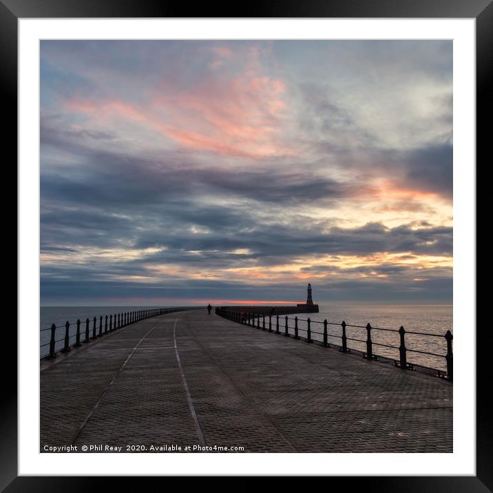 Roker Pier sunrise Framed Mounted Print by Phil Reay