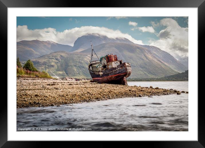 The Corpach Wreck Framed Mounted Print by Phil Reay