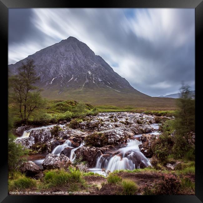 A long exposure in Glencoe, Scotland Framed Print by Phil Reay