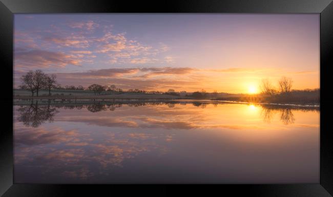 Sunrise over Mill pond Framed Print by John Allsop