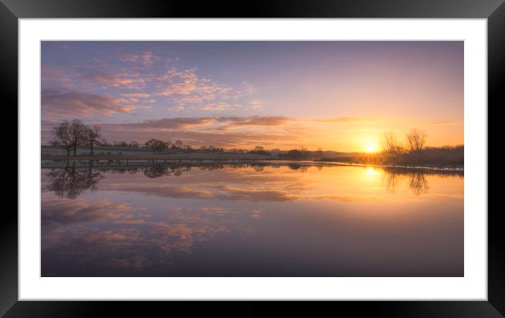 Sunrise over Mill pond Framed Mounted Print by John Allsop