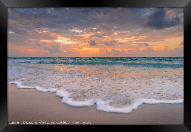 Sunrise over the Riviera Maya Framed Print by David Schofield